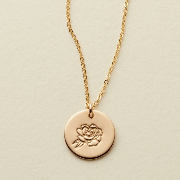 September Peony Birth Flower Boho Simple Necklace - Picture 7 of 13